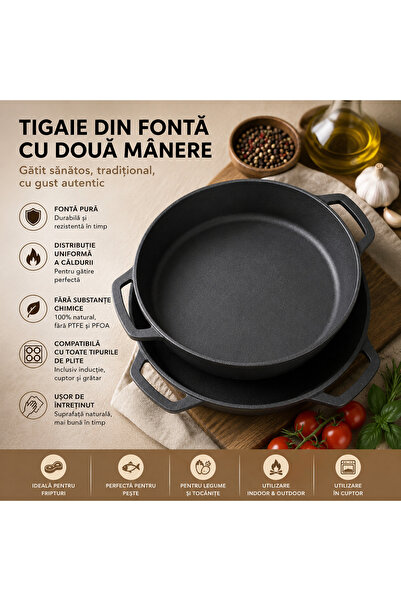 OEM Μαντεμένιο Καζάνι με Καπάκι FT4.5 με Επίπεδο Πάτο - 6 Λίτρα