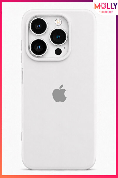 Molly iPhone 14 PRO İçin Beyaz Lansman Soft İçi Kadife Mat Silikon Kılıf