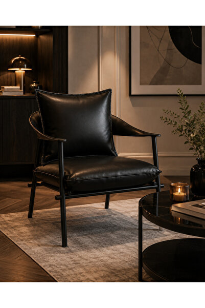 N.zone Modern Luxury Lounge Chair with Soft Leather Upholstery and Sturdy Met...