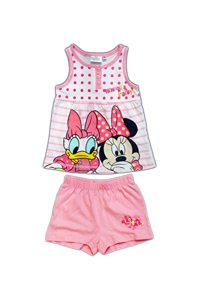 Disney Minnie Pijama roz 3-8 ani cu sclipici și pantaloni scurți 100% bumbac