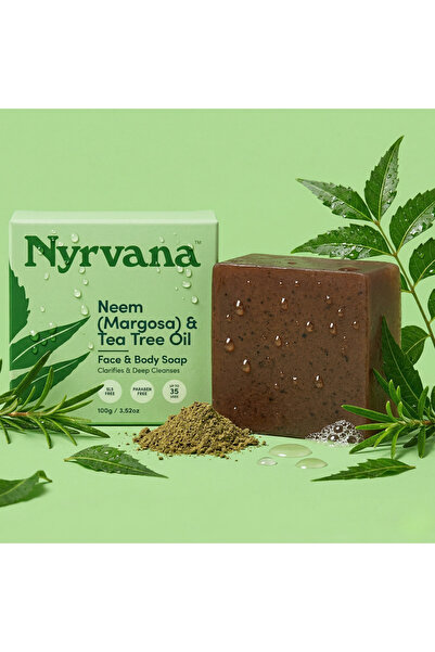 Nyrvana Neem & Tea Tree Oil Soap 100g – Natural Deep Cleansing Bar for Oily &...