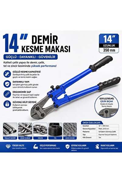 Trendhane 14 İnç (350 mm) Demir Kesme Makası – Profesyonel Krom Vanadyum Çeli...