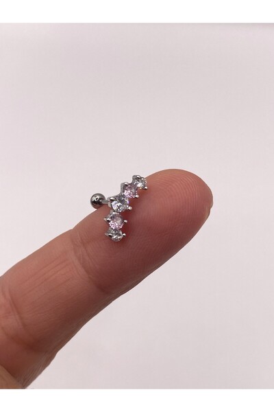kurukafagift Pembe Beyaz Zirkon Taşlı Piercing Helix Tragus Lob Xuping