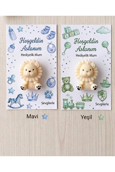 Aurocode Sevimli Aslan Figürlü Hediyelik Mum - Bebek Doğum Günü, Baby Shower,...