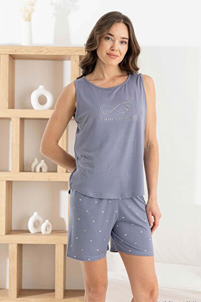 Relax Mode Kadın Mor Sıfır Kol Şortlu Takım - 7620-1R