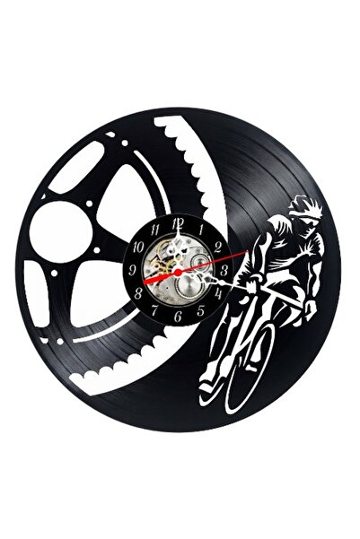 OEM Decorative Wall Clock made from Vinyl Record, Cycling Model, Cyclist in S...