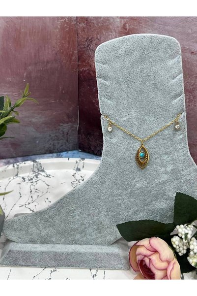 stainless steell Women's Steel Pendant Blue Stone Marquise Eye Design Anklet