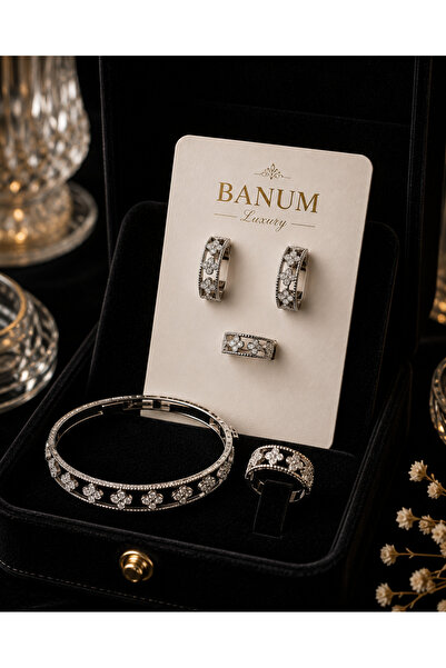 Banum Luxury Lüks Tasarım Yenı Moda Gümüş tONLU 4lü Set