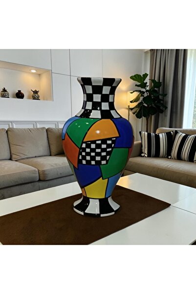 VERA HOME DECOR Colaris, Ceramic Hand-Painted Decorative Colorful, Checkered ...