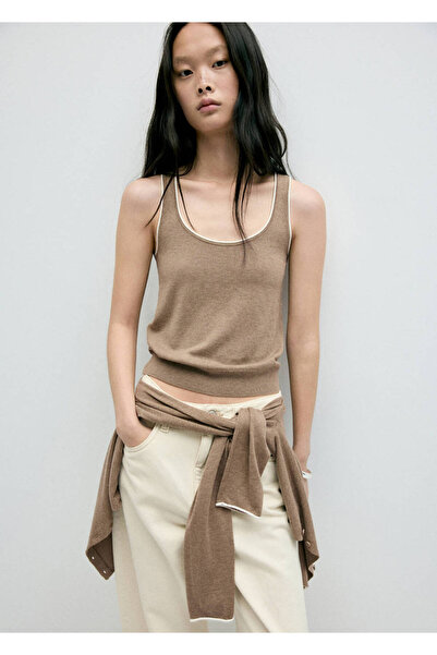 MANGO Woman Top with contrast ribbing