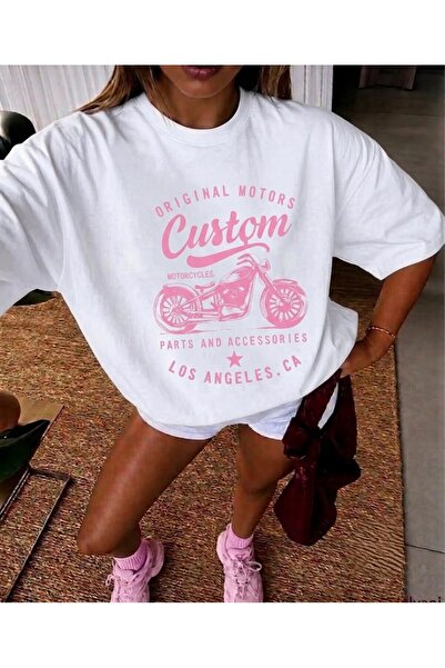 LELVANİ Unisex Original Motors Custom Los Angeles Ca Front Printed T-Shirt