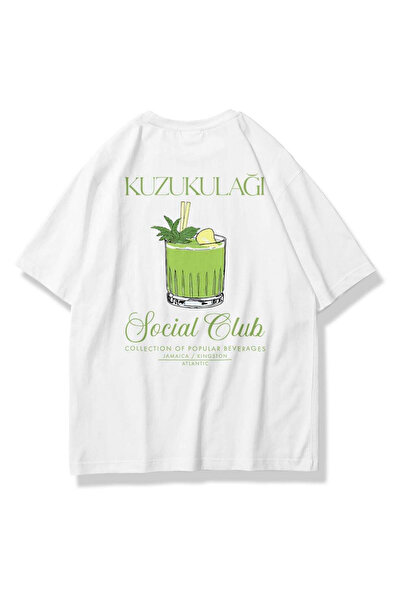 STYKEER Unisex Oversized T-Shirt "Lamb Ear" Printed Loose Fit White T-Shirt