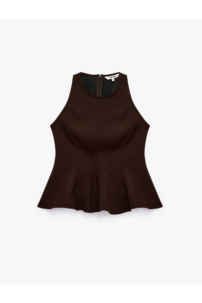 Koton Slim Fit Crew Neck Sleeveless Peplum Blouse