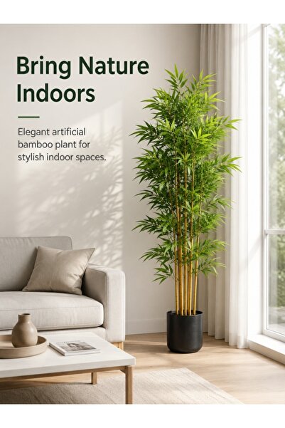 Generic Artificial Bamboo Plant 180 cm (6 Stalks)， Realistic Indoor Decorativ...
