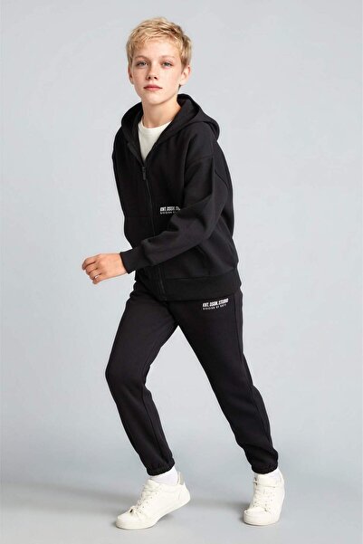 DeFacto Regular Fit Slogan Printed Thick Fabric Trousers for Boys H9685A826Wn