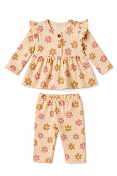 MİLANO KİDS Girl's Top and Bottom Seasonal Ribbed and Leggings Set