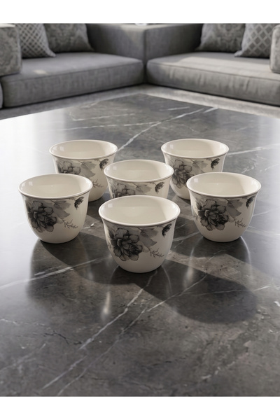 KOZE Luxury Ceramic Arabic Saudi Coffee Cup Set - 6 Pcs