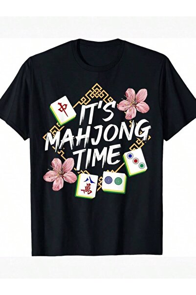 799 Print Mahjong-Themed 100% Cotton T-Shirt For Men Women - Crew Neck, Short...