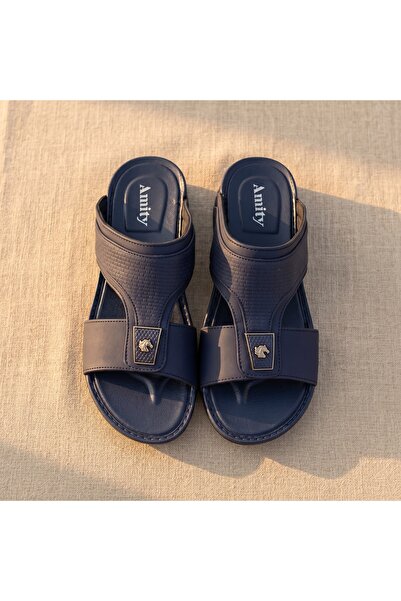 Lucky Steps Men's PU Leather Slide Sandals Non-Slip Thick Sole Open Toe Casua...