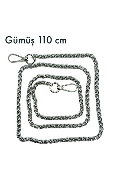 Oxford İplik Knitted bag chain silver 110 cm