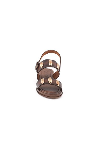 Kuum London Vaketa Gold Stone Double Strap Sandals