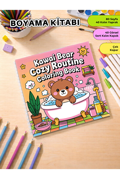 metafortoys Kawaii Bear Boyama Kitabı – 21x20 cm I 40 Görsel I Çocuklar ve Ye...