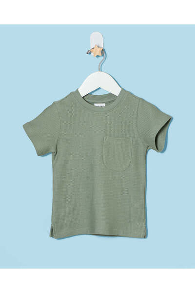 REDTAG Infant Boys Green Structured T-Shirt