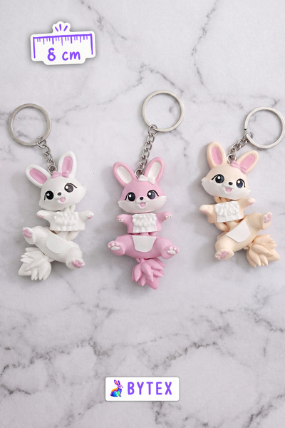 BytexStore Sevimli Tavşanlar 3'lü Anahtarlık Seti - Çanta Süsü Charm