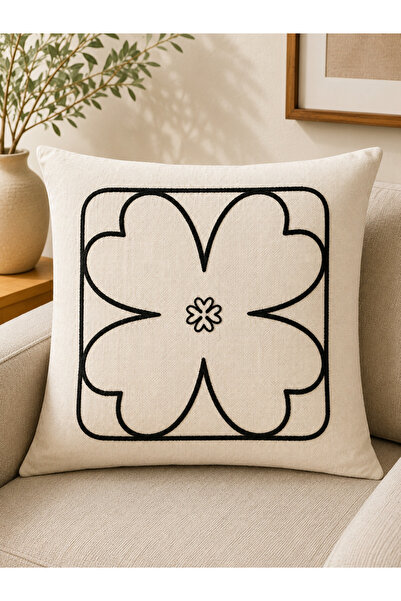 SEVMİŞ HOME Decorative Punch Throw Pillow Cover Linen Fabric with Hidden Zipp...
