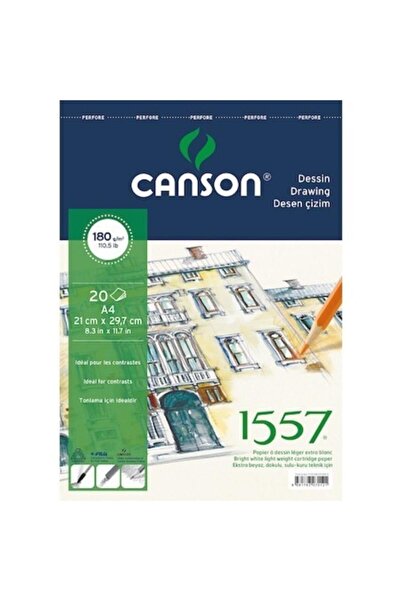 Canson 1557 كتلة رسم وتلوين 180 جرام A4 20 ورقة حلزونية الشكل من الأعلى
