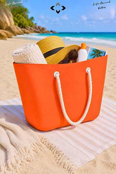 LİGROUND Beach Bag Large Size Colorful Drawstring Water Resistant Seaside Poo...
