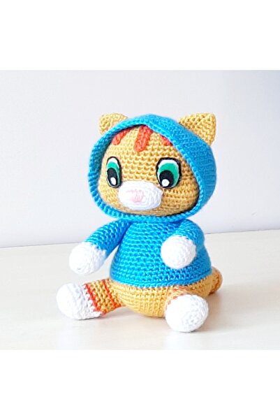 nildamigurumi Amigurumi Knitted Toy Cat with Mustard Green Eyes