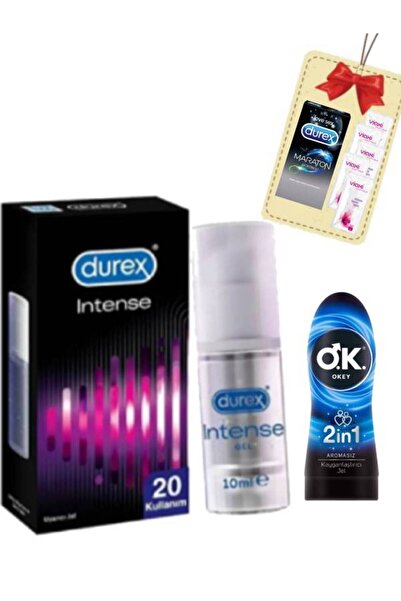 Durex İntense Uyarıcı Jel 10 ml-200 ml 2'in 1 Aromasız Mesaj Jel+5'li Maraton...