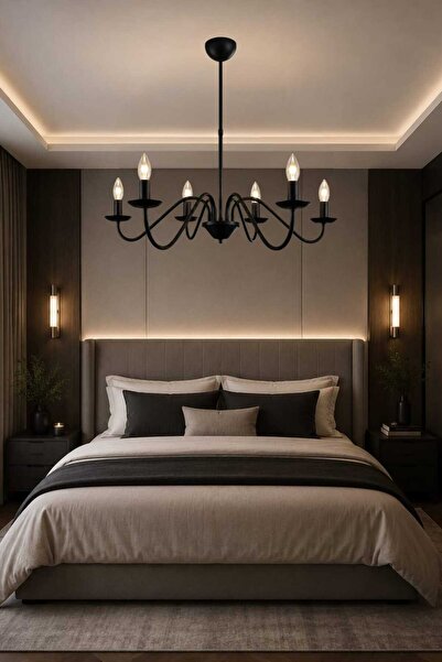 BSA LIGHTING VELA 6'LI SİYAH MODERN AVİZE ( E14 DUYLU) KLASİK ŞIK AVİZE