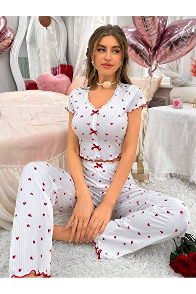 LaFont Women's Sexy Heart Patterned Pajama Set - a Touch of Femininity