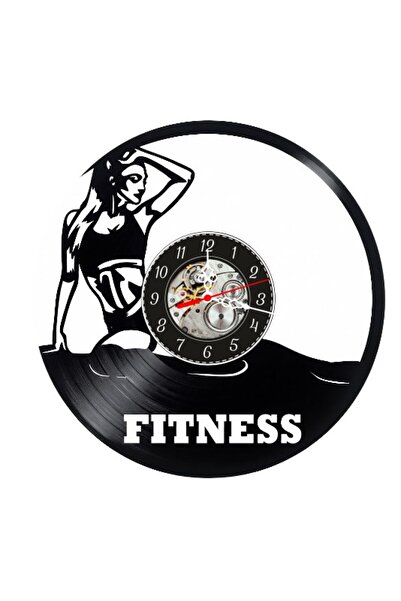 OEM Ceas de perete decorativ din disc de vinil, Model Fată Fitness, Siluetă F...
