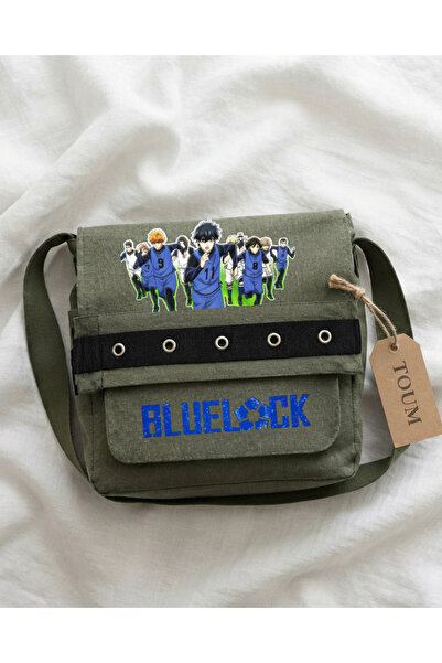 Toum Anime Blue Lock Printed Khaki Eyelet Messenger Bag