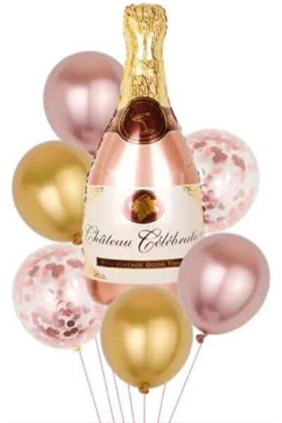 Yıldızan Rose Gold Champagne Bottle Shaped Foil Balloon 931845