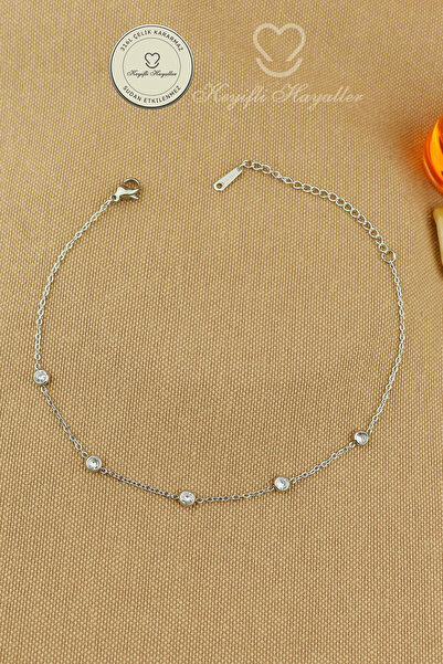 Keyifli Hayaller 316L Steel Anklet |   Zircon Stone Chain Steel Anklet 21+5 c...