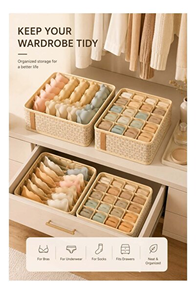 SOFTEN SOTEN 2 Pcs Underwear Sock Bra Organizer Drawer Storage Box Set, Folda...
