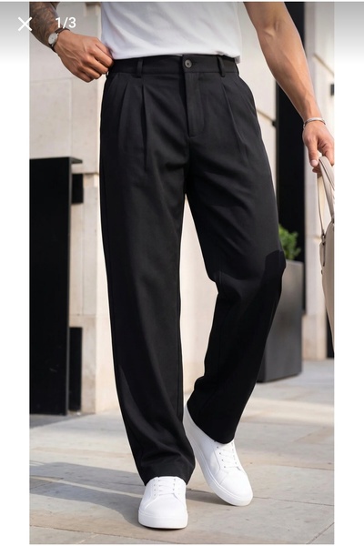 zahider Men's Baggy Fit Stretchy Draped Pleated Detailed Trousers