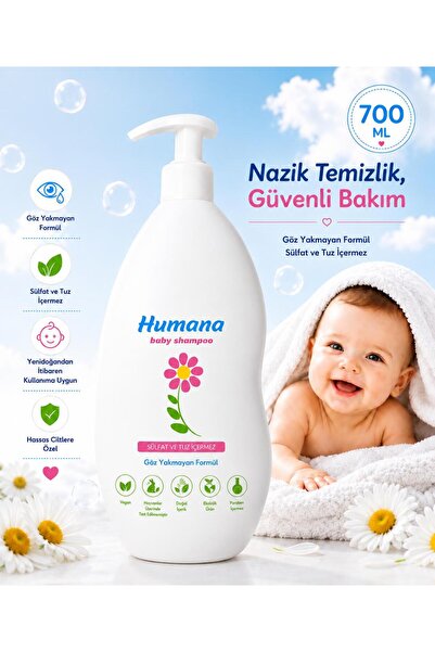 Humana Baby Göz Yakmayan Bebek Şampuanı 700 ML - Sülfat ve Tuz İçermez - Hass...