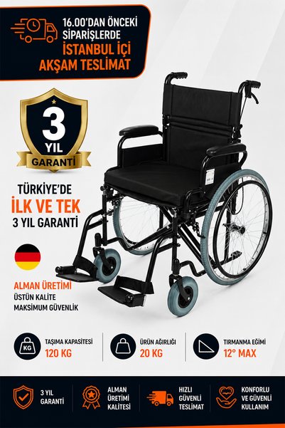 Römer R221 Özellikli Manuel Refakatçi Frenli anti-tipper Tekerlekli Sandalye 40CM