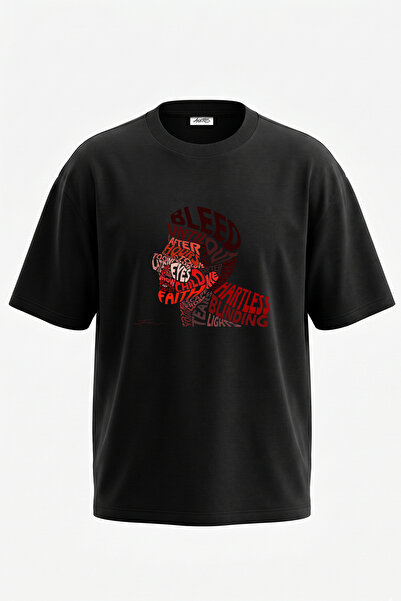 Anetos The Weeknd_32 Design Printed Oversize Black T-Shirt