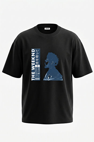 Anetos The Weeknd_57 Design Printed Oversize Black T-Shirt