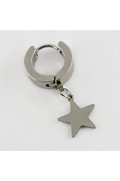 ZERO LAND Ilkestor Star Figured Steel Men's Earring 1 Piece - (182810) Silver...