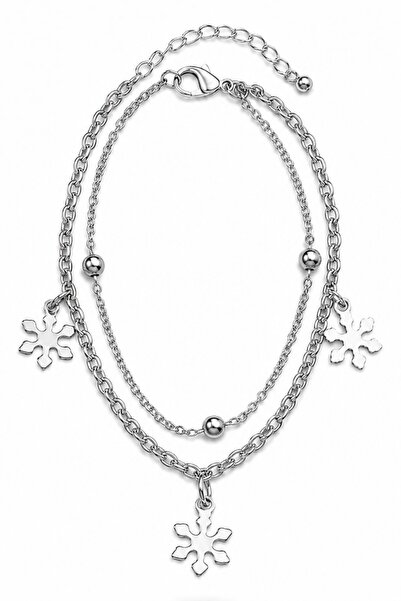 X-Lady Accessories Gümüş Renk Top Sf 3 Kar Tanesi Çelik Halhal - 3915