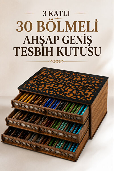 kutuTR Kişiye Özel Ahşap Tesbih Kutuları Tekli, 2, 3, 4 ve 5 Katlı Modeller L...