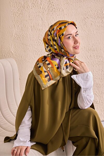 Silk Home Twill Silk Scarf Stripe Orange