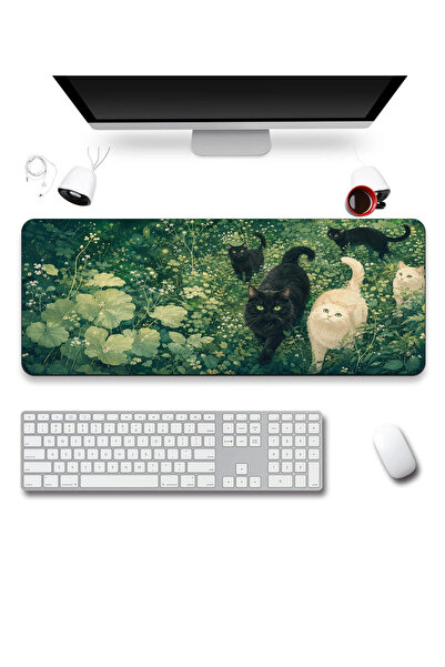 SonicTouch Keyboard Mousepad 40X90Cm Cats of the Emerald Garden Smooth Liquid...